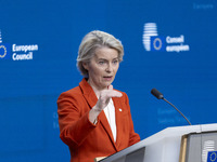 President of the European Commission Ursula von der Leyen at a joint press conference with President of the European Council Charles Michel...