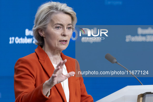 President of the European Commission Ursula von der Leyen at a joint press conference with President of the European Council Charles Michel...