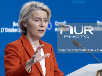 President of the European Commission Ursula von der Leyen at a joint press conference with President of the European Council Charles Michel...