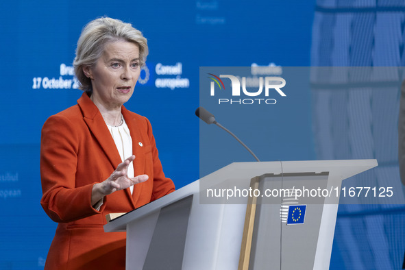 President of the European Commission Ursula von der Leyen at a joint press conference with President of the European Council Charles Michel...