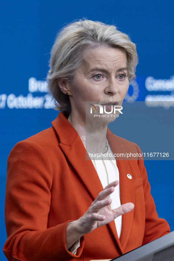 President of the European Commission Ursula von der Leyen at a joint press conference with President of the European Council Charles Michel...