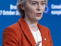 President of the European Commission Ursula von der Leyen at a joint press conference with President of the European Council Charles Michel...