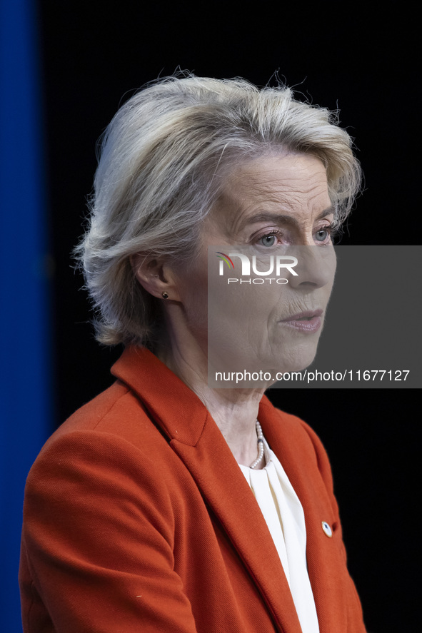 President of the European Commission Ursula von der Leyen at a joint press conference with President of the European Council Charles Michel...