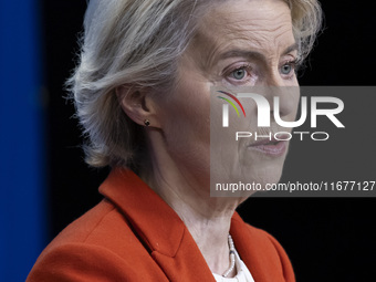 President of the European Commission Ursula von der Leyen at a joint press conference with President of the European Council Charles Michel...