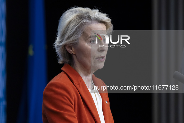 President of the European Commission Ursula von der Leyen at a joint press conference with President of the European Council Charles Michel...