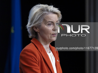 President of the European Commission Ursula von der Leyen at a joint press conference with President of the European Council Charles Michel...