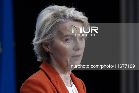 President of the European Commission Ursula von der Leyen at a joint press conference with President of the European Council Charles Michel...