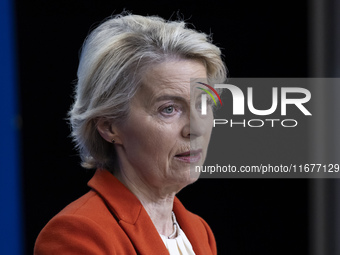 President of the European Commission Ursula von der Leyen at a joint press conference with President of the European Council Charles Michel...