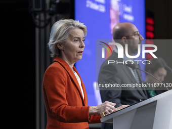 President of the European Commission Ursula von der Leyen at a joint press conference with President of the European Council Charles Michel...