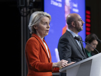 President of the European Commission Ursula von der Leyen at a joint press conference with President of the European Council Charles Michel...