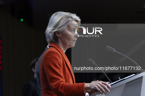 President of the European Commission Ursula von der Leyen at a joint press conference with President of the European Council Charles Michel...