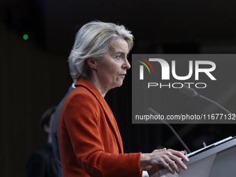 President of the European Commission Ursula von der Leyen at a joint press conference with President of the European Council Charles Michel...