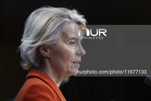 President of the European Commission Ursula von der Leyen at a joint press conference with President of the European Council Charles Michel...