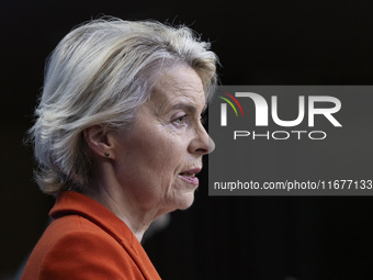 President of the European Commission Ursula von der Leyen at a joint press conference with President of the European Council Charles Michel...