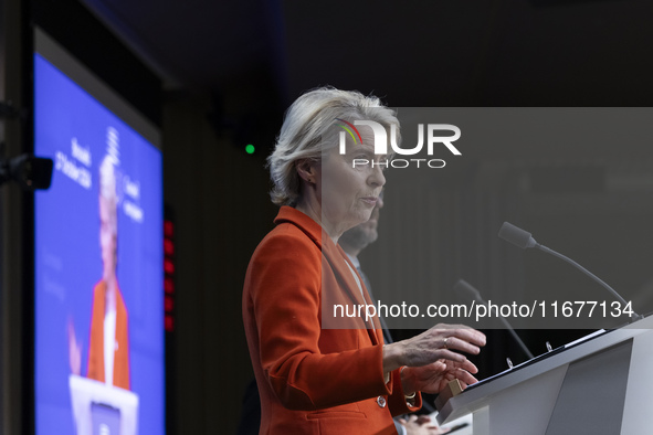 President of the European Commission Ursula von der Leyen at a joint press conference with President of the European Council Charles Michel...