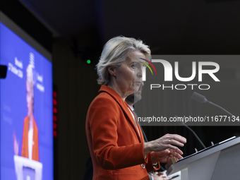 President of the European Commission Ursula von der Leyen at a joint press conference with President of the European Council Charles Michel...