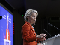 President of the European Commission Ursula von der Leyen at a joint press conference with President of the European Council Charles Michel...