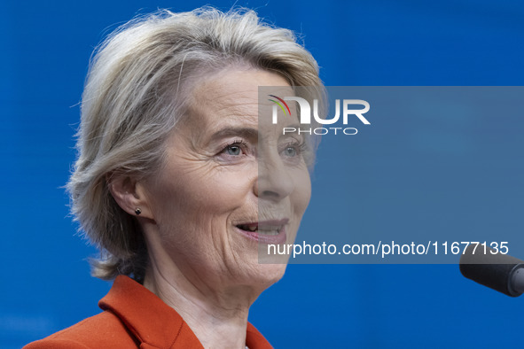 President of the European Commission Ursula von der Leyen at a joint press conference with President of the European Council Charles Michel...