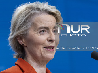 President of the European Commission Ursula von der Leyen at a joint press conference with President of the European Council Charles Michel...