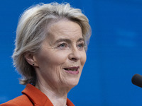 President of the European Commission Ursula von der Leyen at a joint press conference with President of the European Council Charles Michel...