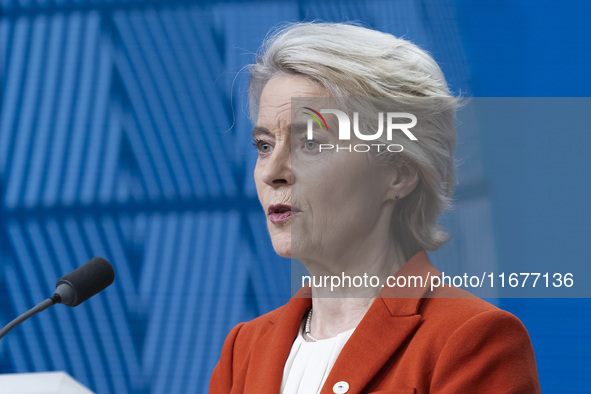 President of the European Commission Ursula von der Leyen at a joint press conference with President of the European Council Charles Michel...