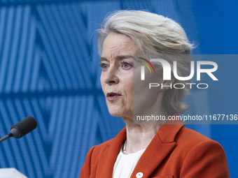 President of the European Commission Ursula von der Leyen at a joint press conference with President of the European Council Charles Michel...