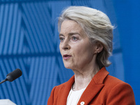 President of the European Commission Ursula von der Leyen at a joint press conference with President of the European Council Charles Michel...