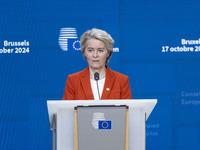 President of the European Commission Ursula von der Leyen at a joint press conference with President of the European Council Charles Michel...