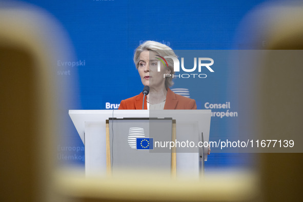 President of the European Commission Ursula von der Leyen at a joint press conference with President of the European Council Charles Michel...