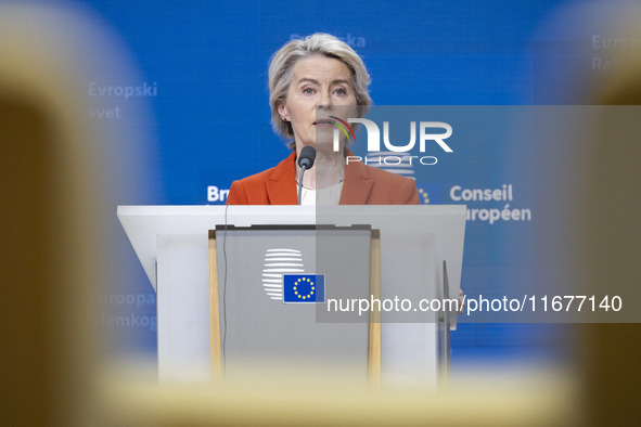 President of the European Commission Ursula von der Leyen at a joint press conference with President of the European Council Charles Michel...