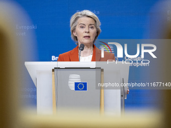 President of the European Commission Ursula von der Leyen at a joint press conference with President of the European Council Charles Michel...