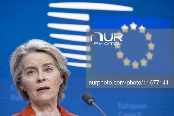 President of the European Commission Ursula von der Leyen at a joint press conference with President of the European Council Charles Michel...