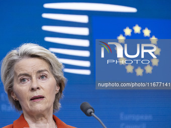 President of the European Commission Ursula von der Leyen at a joint press conference with President of the European Council Charles Michel...