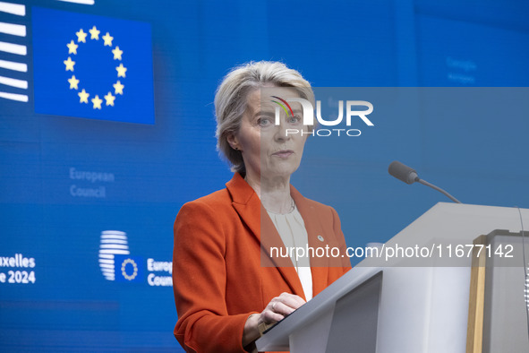 President of the European Commission Ursula von der Leyen at a joint press conference with President of the European Council Charles Michel...