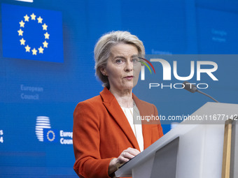 President of the European Commission Ursula von der Leyen at a joint press conference with President of the European Council Charles Michel...