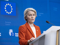 President of the European Commission Ursula von der Leyen at a joint press conference with President of the European Council Charles Michel...