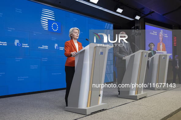 President of the European Commission Ursula von der Leyen at a joint press conference with President of the European Council Charles Michel...