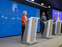 President of the European Commission Ursula von der Leyen at a joint press conference with President of the European Council Charles Michel...