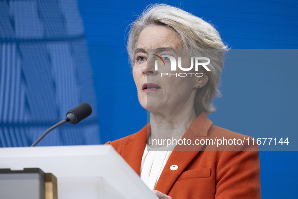 President of the European Commission Ursula von der Leyen at a joint press conference with President of the European Council Charles Michel...