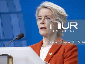 President of the European Commission Ursula von der Leyen at a joint press conference with President of the European Council Charles Michel...