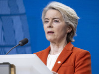 President of the European Commission Ursula von der Leyen at a joint press conference with President of the European Council Charles Michel...