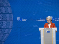 President of the European Commission Ursula von der Leyen at a joint press conference with President of the European Council Charles Michel...