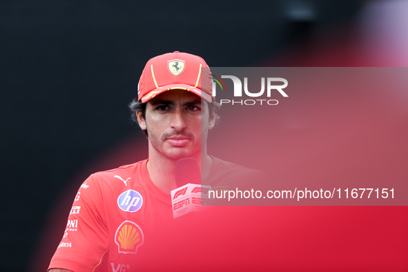 Carlos Sainz Jr. of Spain drives the (55) Scuderia Ferrari SF-24 Ferrari during the Formula 1 Pirelli United States Grand Prix 2024 in Austi...