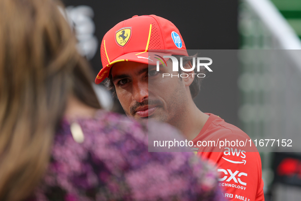 Carlos Sainz Jr. of Spain drives the (55) Scuderia Ferrari SF-24 Ferrari during the Formula 1 Pirelli United States Grand Prix 2024 in Austi...