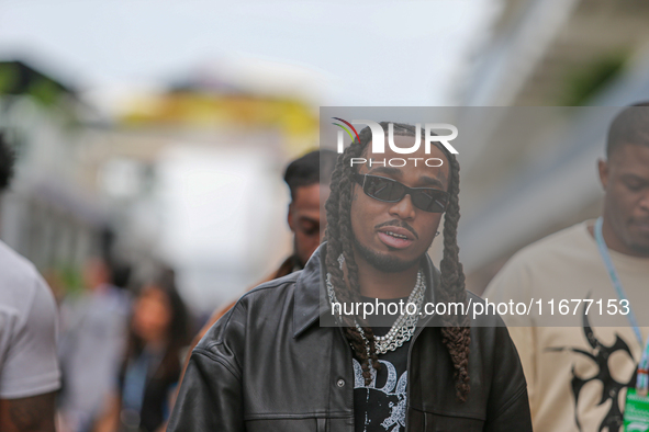 Quavo, an American rapper and singer, attends the Formula 1 Pirelli United States Grand Prix 2024 in Austin, USA, on October 17, 2024. 