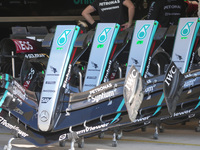 The wings of the Mercedes-AMG Petronas F1 Team are present during the Formula 1 Pirelli United States Grand Prix 2024 in Austin, USA, on Oct...