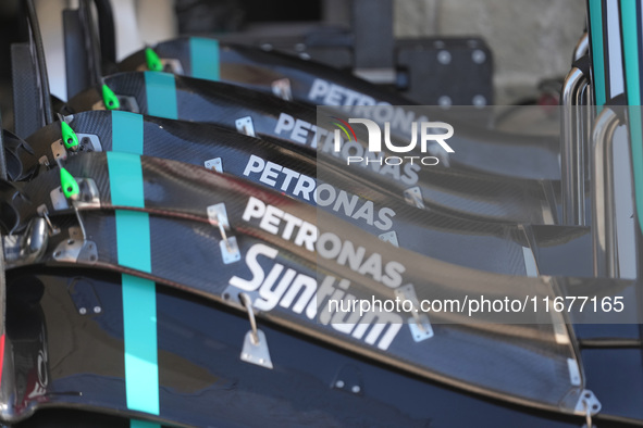 The wings of the Mercedes-AMG Petronas F1 Team are present during the Formula 1 Pirelli United States Grand Prix 2024 in Austin, USA, on Oct...