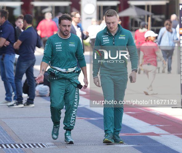 Fernando Alonso of Spain drives the (14) Aston Martin Aramco Cognizant F1 Team AMR24 Mercedes during the Formula 1 Pirelli United States Gra...