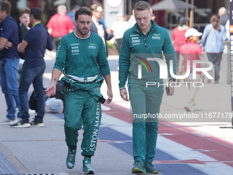 Fernando Alonso of Spain drives the (14) Aston Martin Aramco Cognizant F1 Team AMR24 Mercedes during the Formula 1 Pirelli United States Gra...