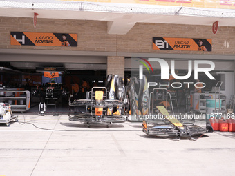 The McLaren F1 Team pits during the Formula 1 Pirelli United States Grand Prix 2024 in Austin, USA, on October 17, 2024. (